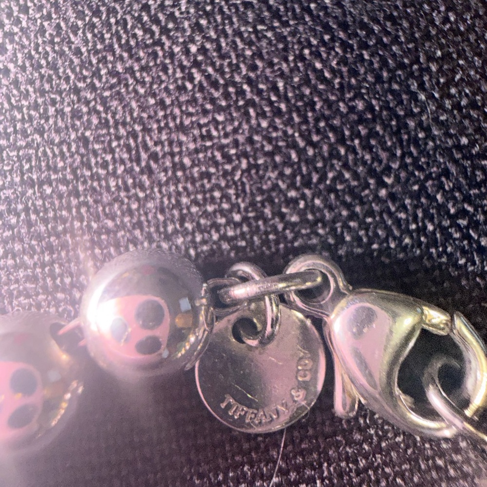 Auth Tiffany & Co Sterling Silver Graduate Beaded Ball Neck 16.25 in Send Offer - Picture 2 of 7